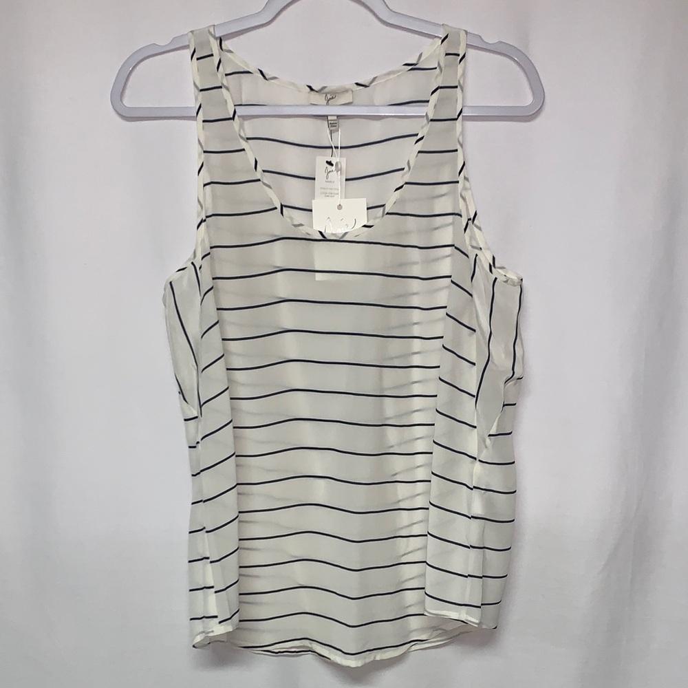 Joie Navy and White Striped Tank Top
